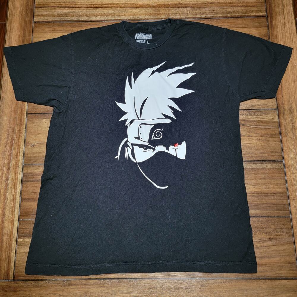 Naruto Shippuden Black Unisex Tee (Ripple Junction) Kakashi Hatake - Size Large
